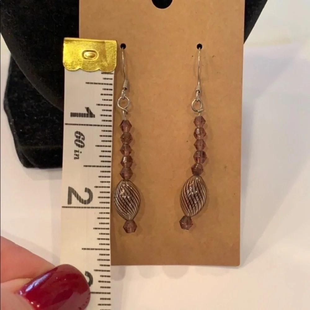 💐5/25 glass art bead drop dangle earrings